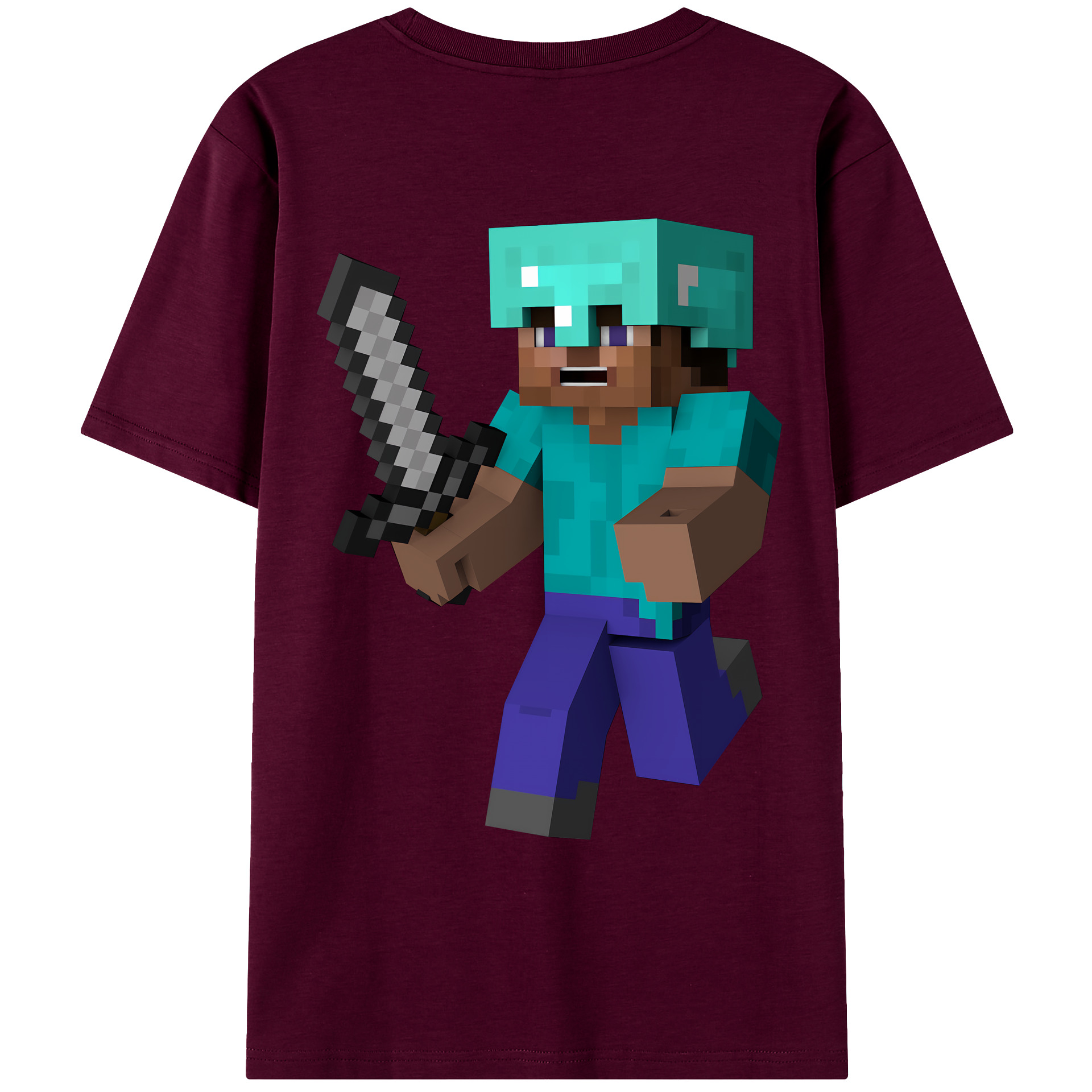 （画像用） マインクラフト ブロックの世界 Minecraft MC Block world レディース半袖Tシャツ(バックプリント)